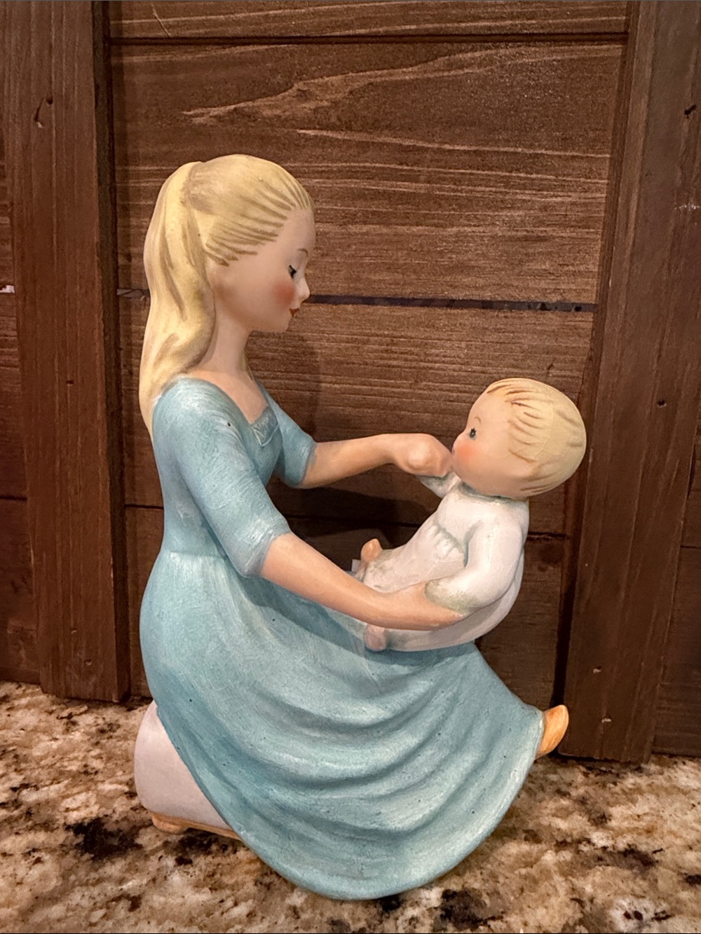 Goebel Blue and Cream Mother & Child Figurine